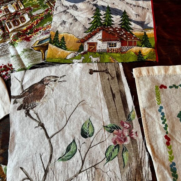 Vintage Fabric Squares For Crafting  Alps Chalet & Jim Dandy Birds Prints - Picture 6 of 16
